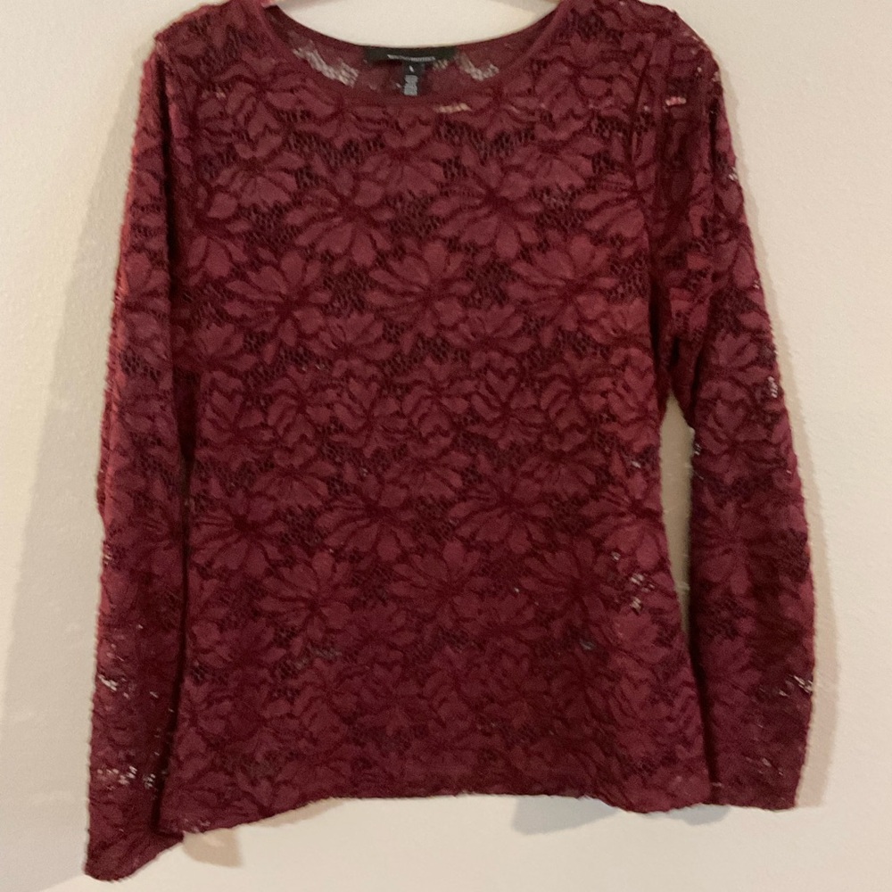 White House Black Market Burgundy Lace Blouse